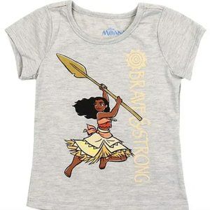 Disney Moana Brave and Strong Heather Grey Girls T-Shirt NWT